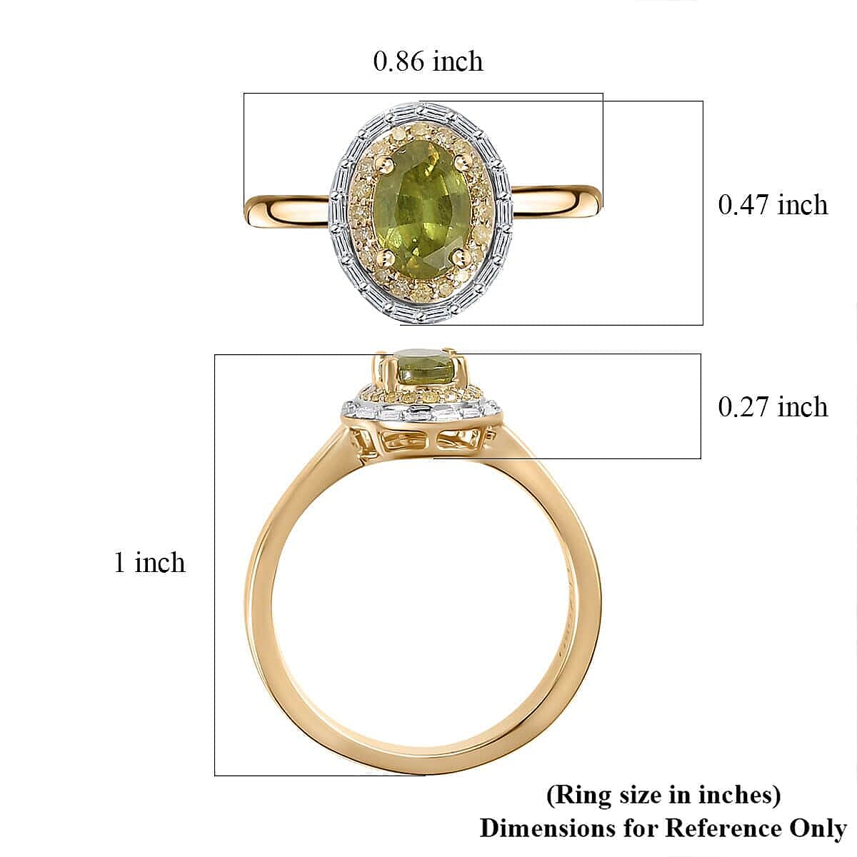 Luxoro 10K Yellow Gold AAA Sphene, I2-I3 Natural Yellow and White Diamond Double Halo Ring (Size 8.5) 1.15 ctw image number 5