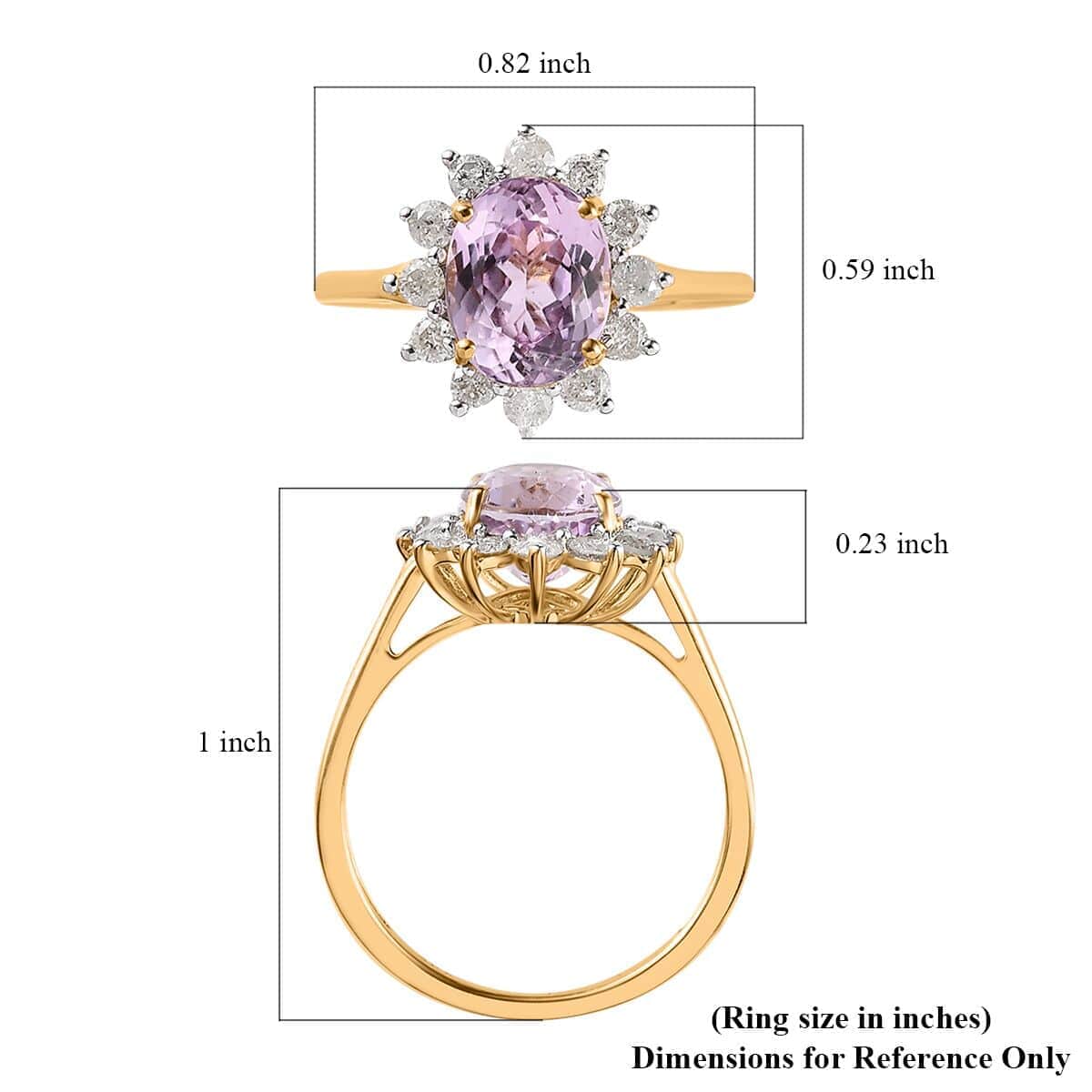Luxoro 14K Yellow Gold AAA Martha Rocha Kunzite and G-H I3 Diamond Ring (Size 8.0) 3.15 ctw image number 5