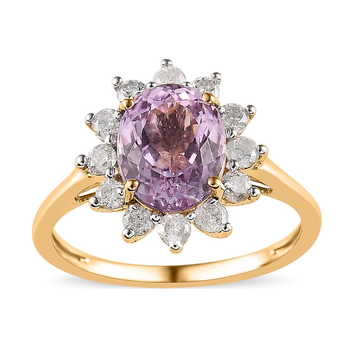 Luxoro 14K Yellow Gold AAA Martha Rocha Kunzite and G-H I3 Diamond Ring (Size 8.5) 3.15 ctw image number 0
