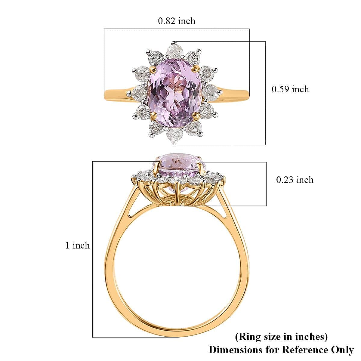 Luxoro 14K Yellow Gold AAA Martha Rocha Kunzite and G-H I3 Diamond Ring (Size 8.5) 3.15 ctw image number 5