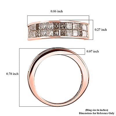 Luxoro 14K Rose Gold I1-I2 Natural Champagne Diamond Double Row Half Eternity Band Ring (Size 5.0) 2.00 ctw