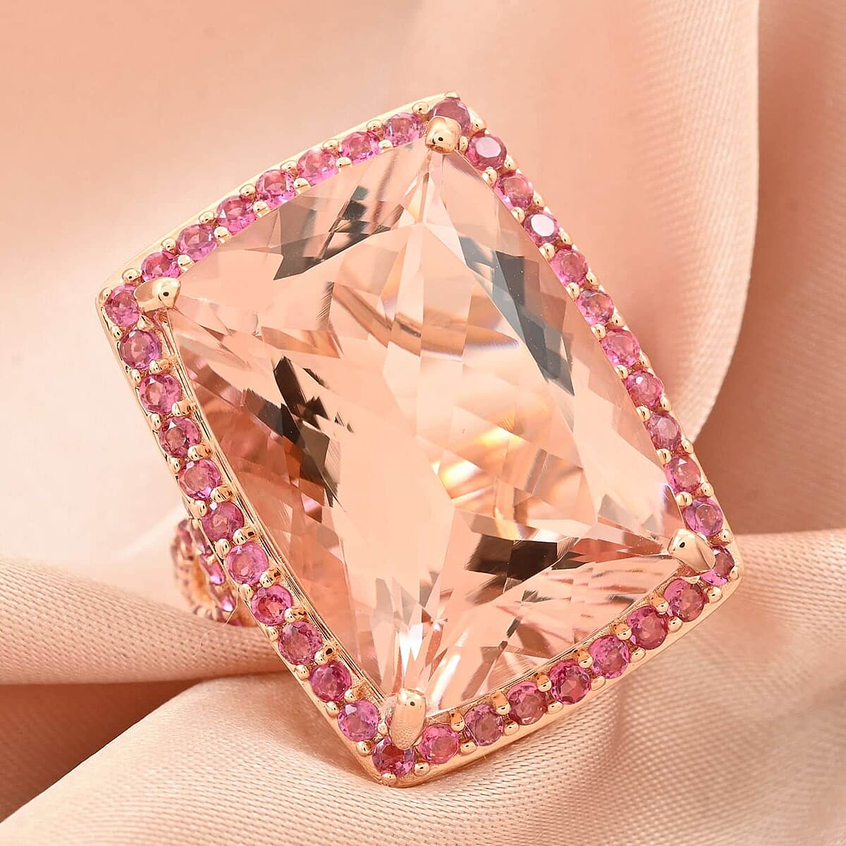 Luxoro 14K Rose Gold Marropino Morganite and Morro Redondo Pink Tourmaline Ring (Size 8.0) 21.80 ctw image number 1