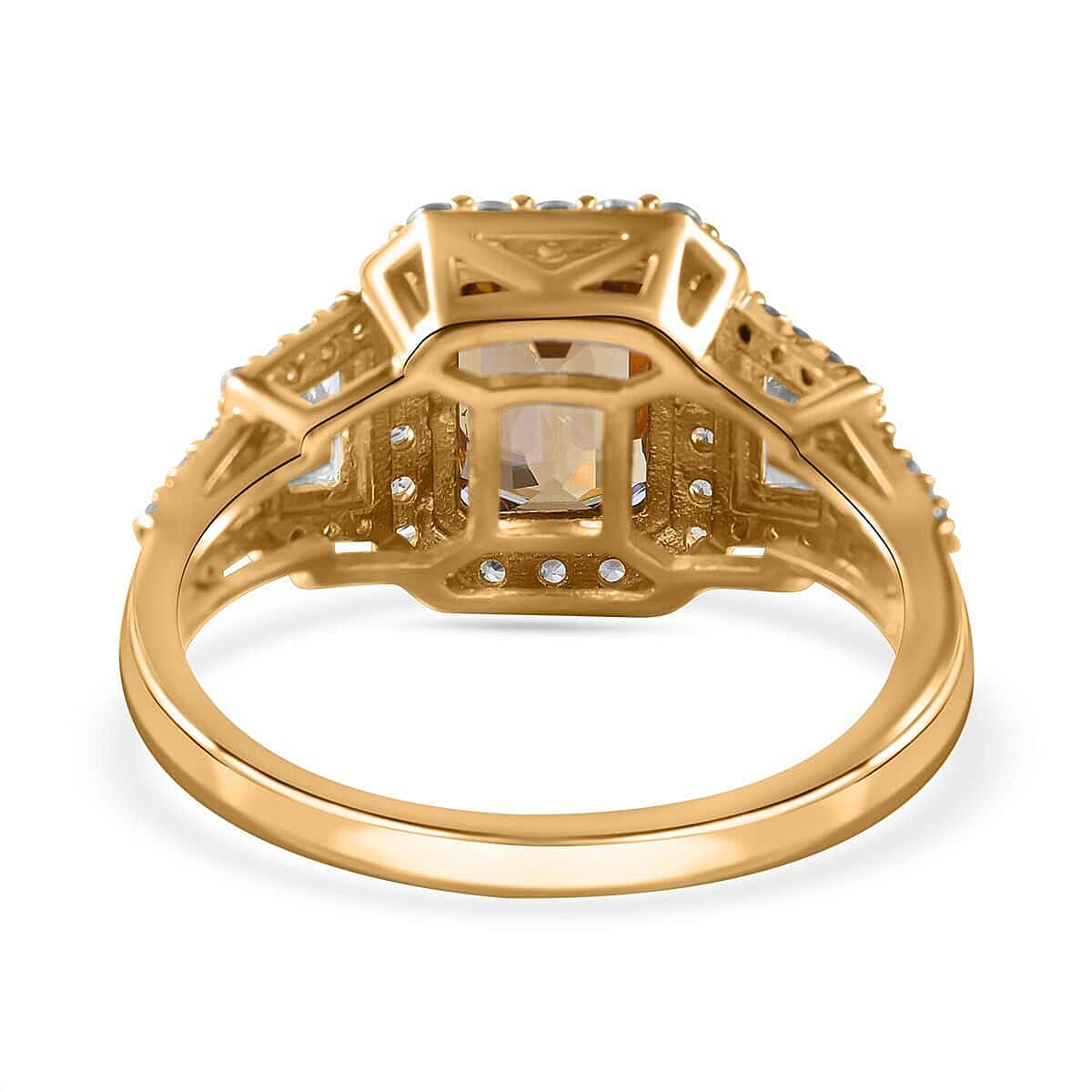 Luxoro 10K Yellow Gold Premium Yellow Zircon and White Zircon Halo Ring (Size 11.0) 5.35 ctw image number 3