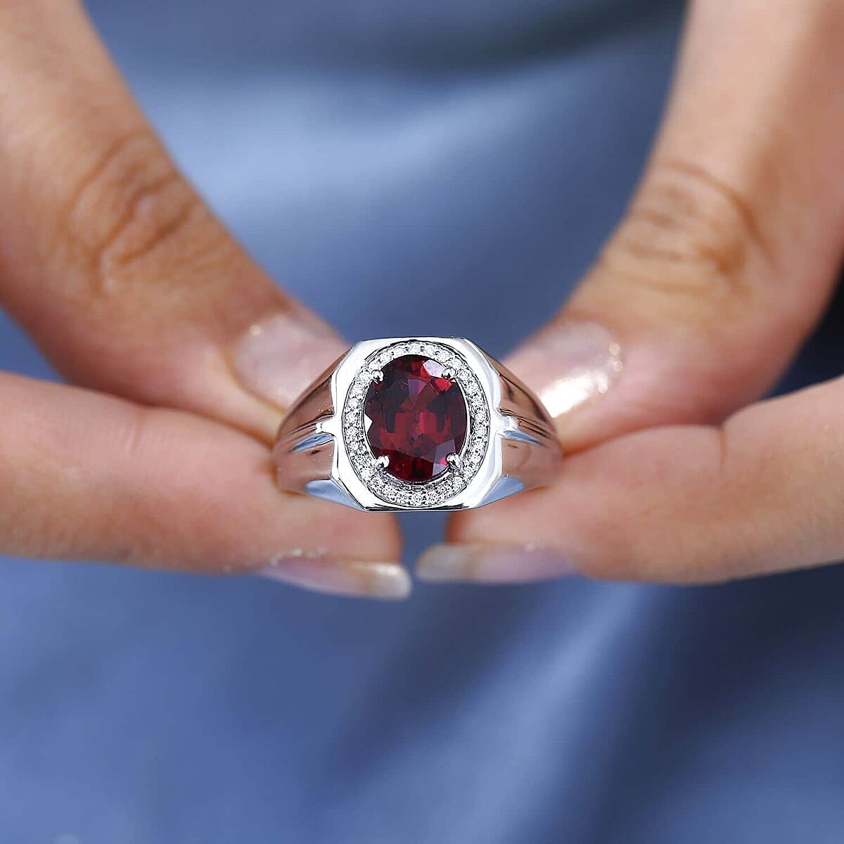 Rhapsody 950 Platinum AAAA Ofiki Rubellite and E-F VS Diamond Men's Ring (Size 12.5) 10.70 Grams 3.10 ctw image number 2