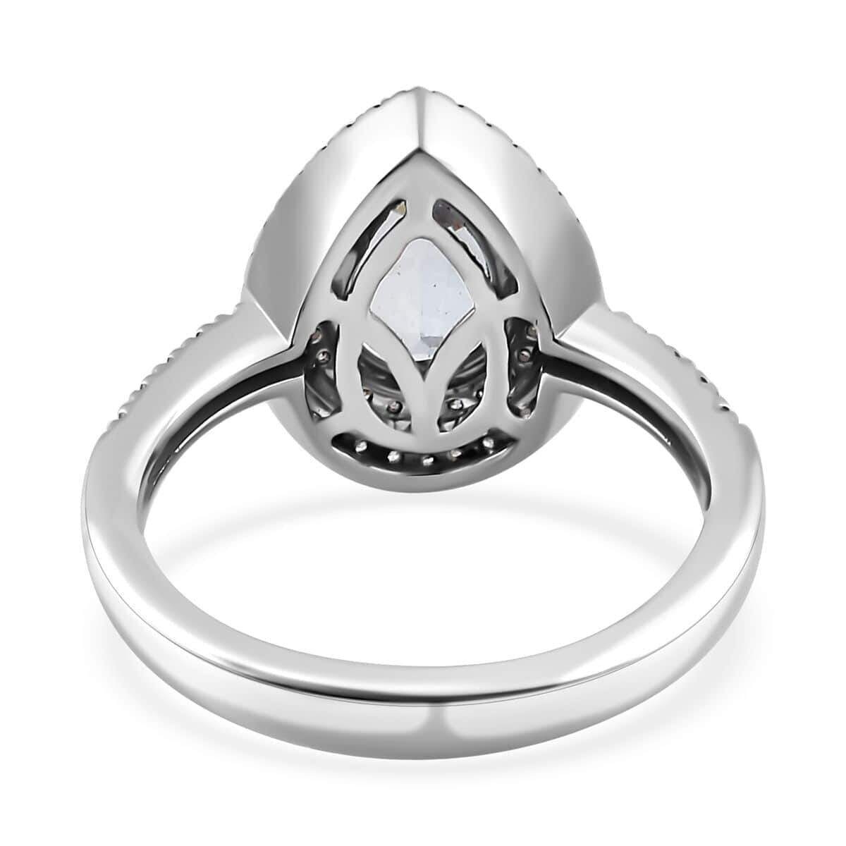 Luxoro 10K White Gold Premium Santa Maria Aquamarine, Natural Champagne and White Diamond I2-I3 Double Halo Ring (Size 11.0) 1.40 ctw image number 4