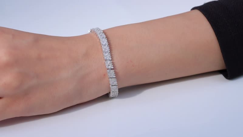 Diamond Bracelet in Rhodium Over Sterling Silver (7.25 In) 5.00 ctw
