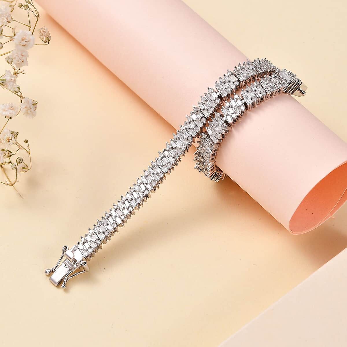 Buy Diamond Bracelet in Rhodium Over Sterling Silver (7.25 In) 5.00 ctw ...