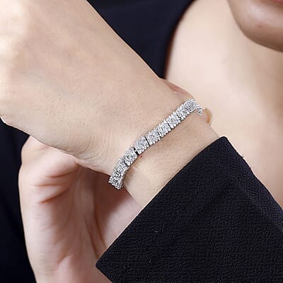 D'Joy Diamond Bracelet in Rhodium Over Sterling Silver (7.25 In) 5.00 ctw