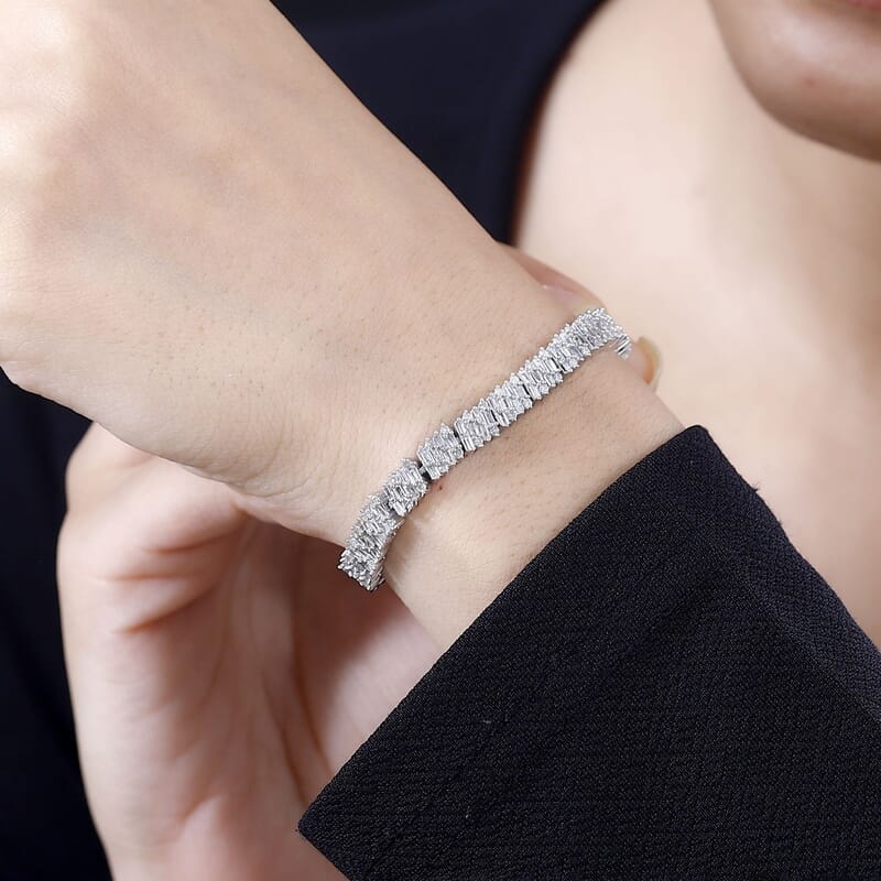 D'Joy Diamond Bracelet in Rhodium Over Sterling Silver (7.25 In) 5.00 ctw