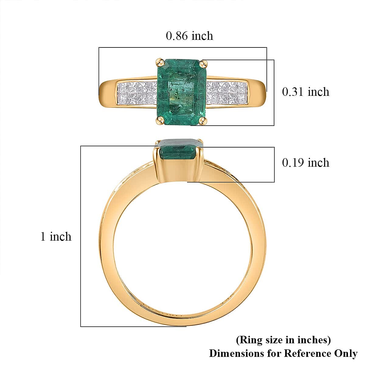 Luxoro 14K Yellow Gold AAAA Kagem Zambian Emerald and G-H SI Diamond Ring (Size 8.5) 1.85 ctw image number 5
