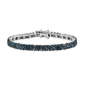 Blue Diamond (IR) Bracelet in Rhodium Over Sterling Silver (7.25 In) 5.00 ctw