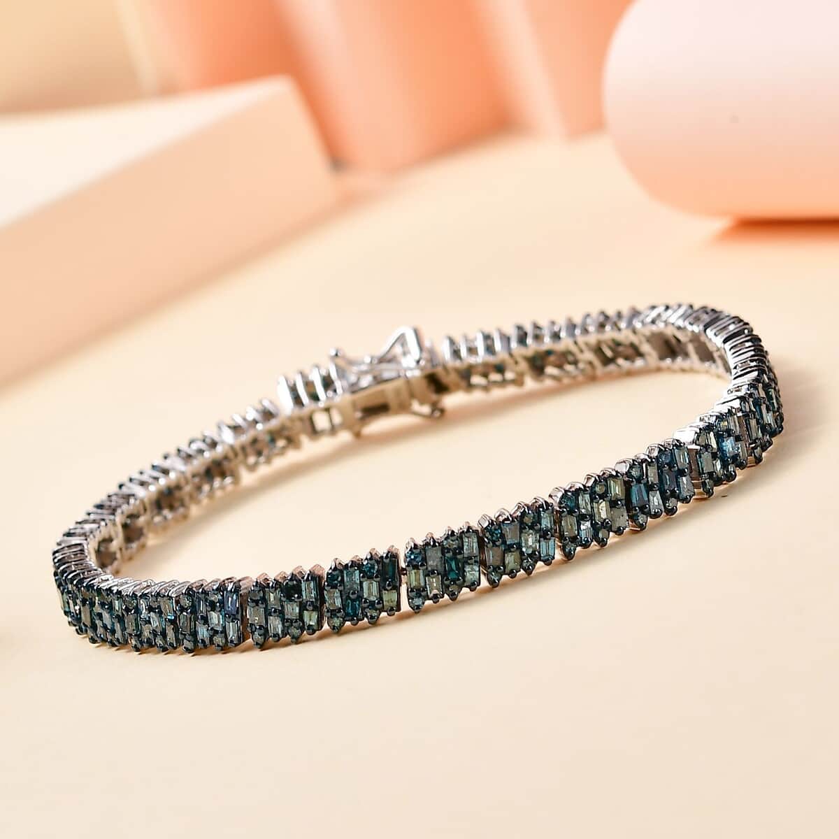 Blue Diamond Bracelet in Rhodium Over Sterling Silver (7.25 In) 5.00 ctw image number 1