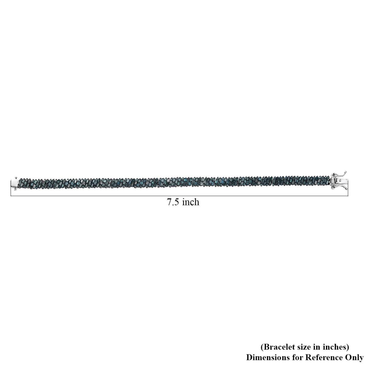 Blue Diamond 5.00 ctw Bracelet in Rhodium Over Sterling Silver (7.25 In) image number 4