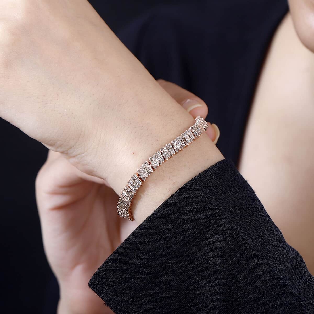 Natural Champagne Diamond Bracelet in 18K Vermeil Rose Gold Over Sterling Silver (7.25 In) 5.00 ctw image number 2