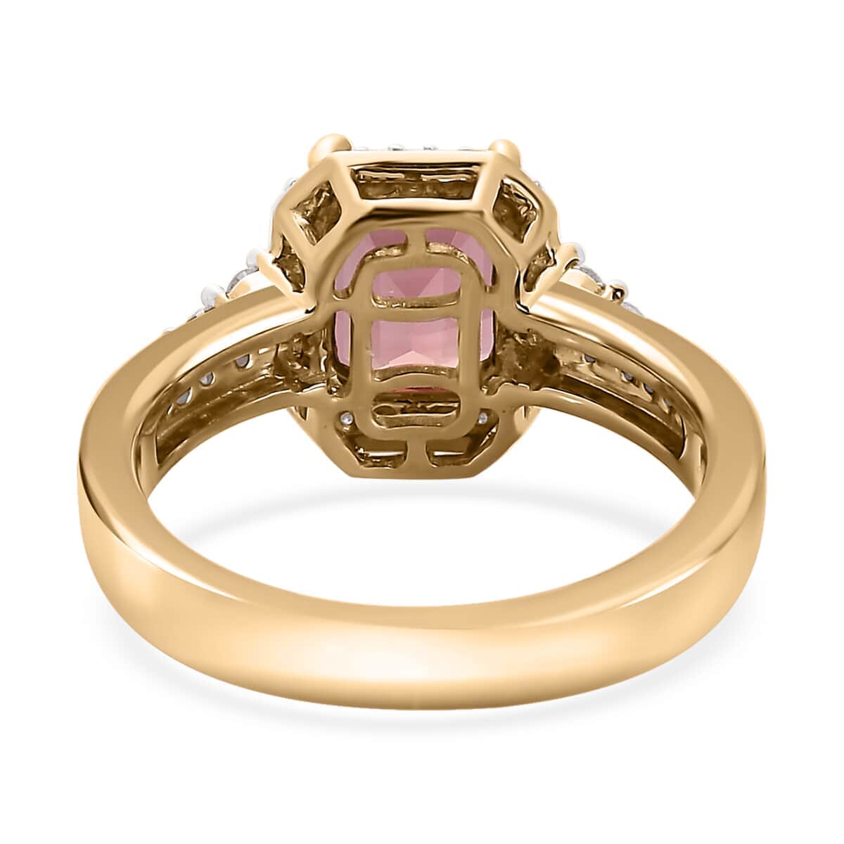 Luxoro 10K Rose Gold Premium Blush Tourmaline and G-H I2 Diamond Halo Ring (Size 6.5) 4.75 Grams 2.10 ctw image number 3