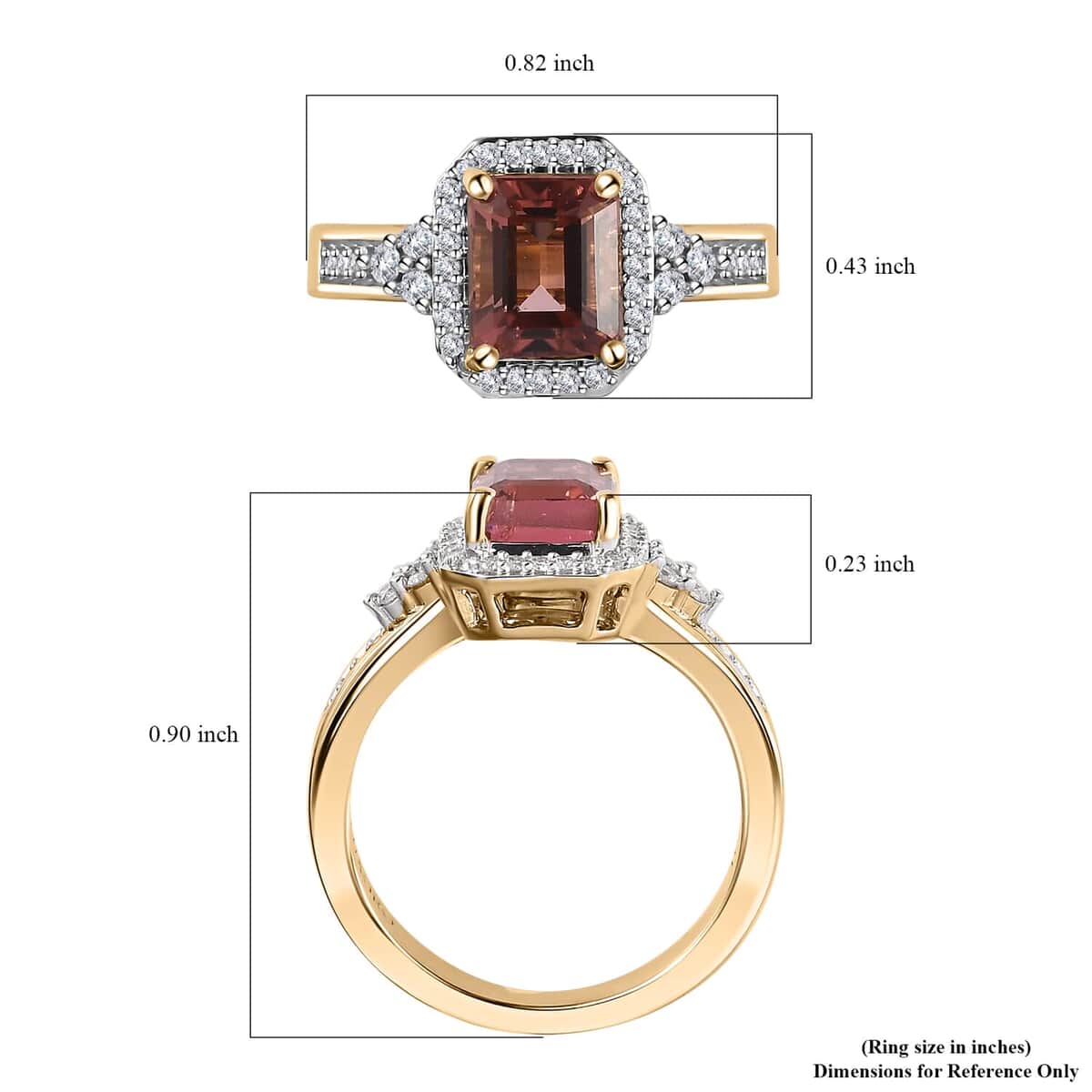 Luxoro 10K Rose Gold Premium Blush Tourmaline and G-H I2 Diamond Halo Ring (Size 6.5) 4.75 Grams 2.10 ctw image number 4