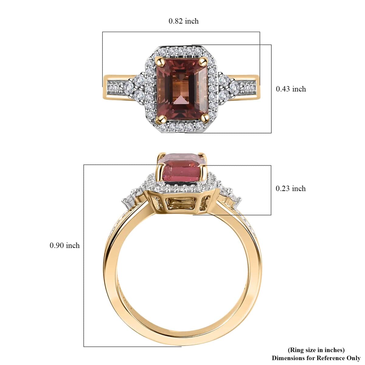 Luxoro 10K Rose Gold Premium Blush Tourmaline and G-H I2 Diamond Halo Ring (Size 8.5) 4.75 Grams 2.10 ctw image number 4