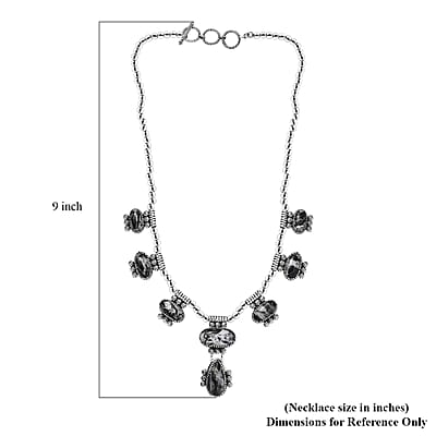 D'Joy Artisan Crafted White Buffalo 42.80 ctw Fancy Necklace in Black Oxidized Sterling Silver 18-20 Inches