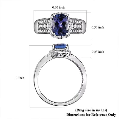 Luxoro Premium Tanzanite and G-H I2 Diamond 2.40 ctw Cocktail Ring in 14K White Gold (Size 10.0)