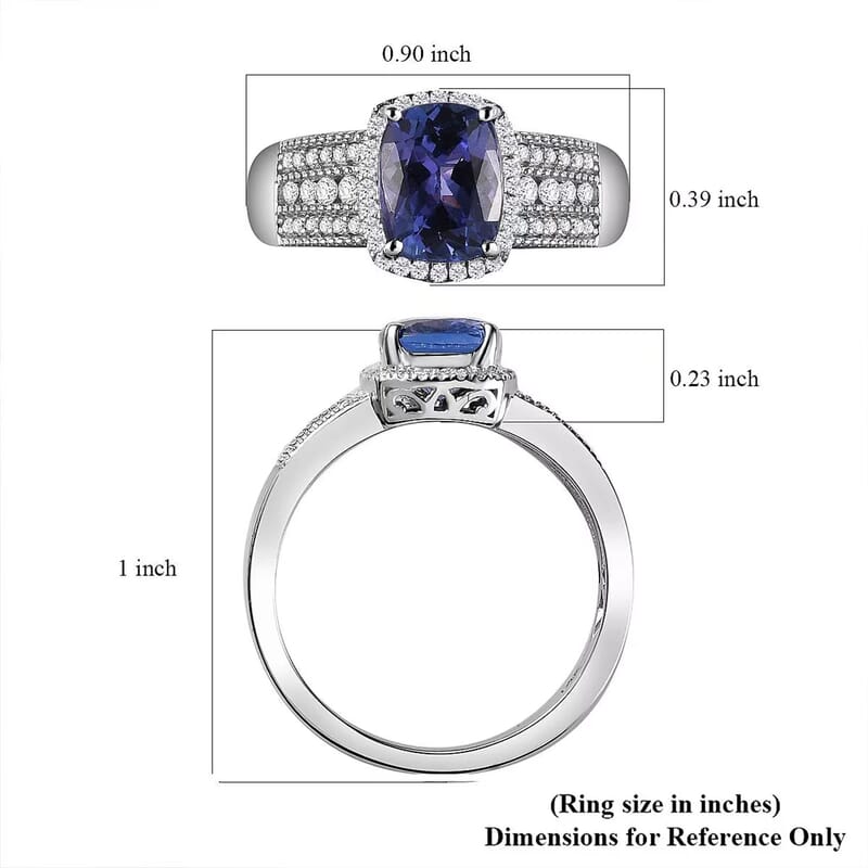 Luxoro Premium Tanzanite and G-H I2 Diamond 2.40 ctw Cocktail Ring in 14K White Gold (Size 10.0)