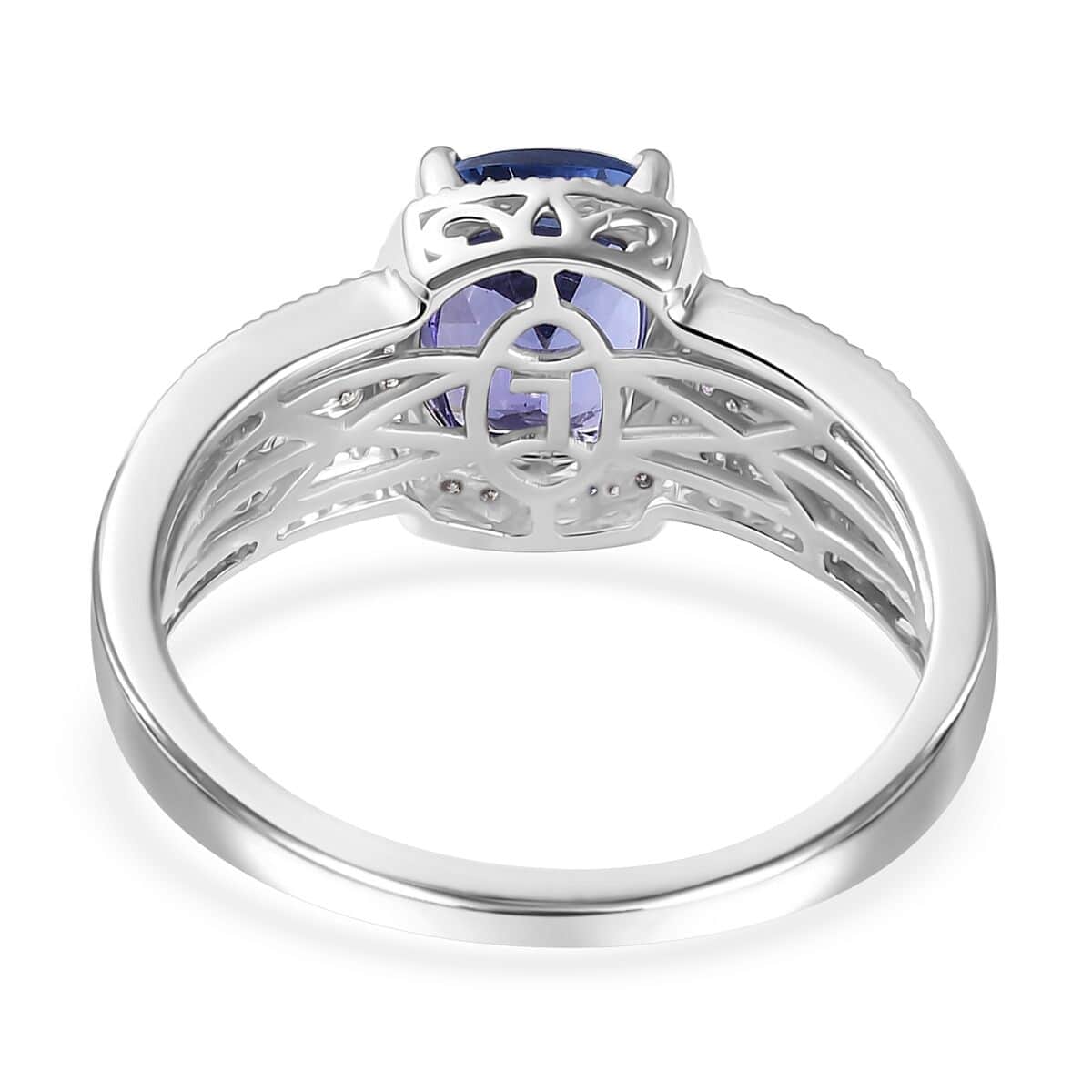 Luxoro Premium Tanzanite and G-H I2 Diamond 2.40 ctw Cocktail Ring in 14K White Gold (Size 9.0) image number 4