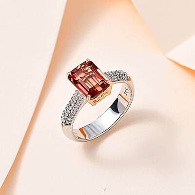 Luxoro 10K White and Rose Gold Premium Blush Tourmaline and G-H I2 Diamond Ring (Size 12.0) 2.30 ctw