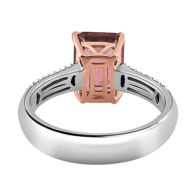 Luxoro 10K White and Rose Gold Premium Blush Tourmaline and G-H I2 Diamond Ring (Size 12.0) 2.30 ctw