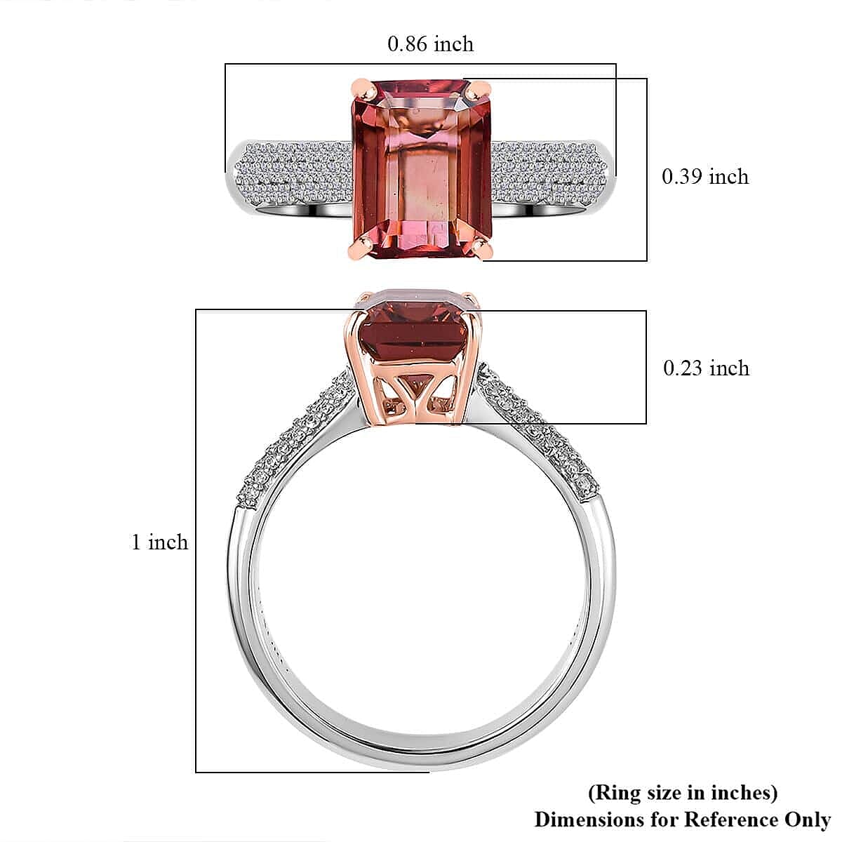 Luxoro 10K White and Rose Gold Premium Blush Tourmaline and G-H I2 Diamond Ring (Size 12.0) 2.30 ctw image number 5