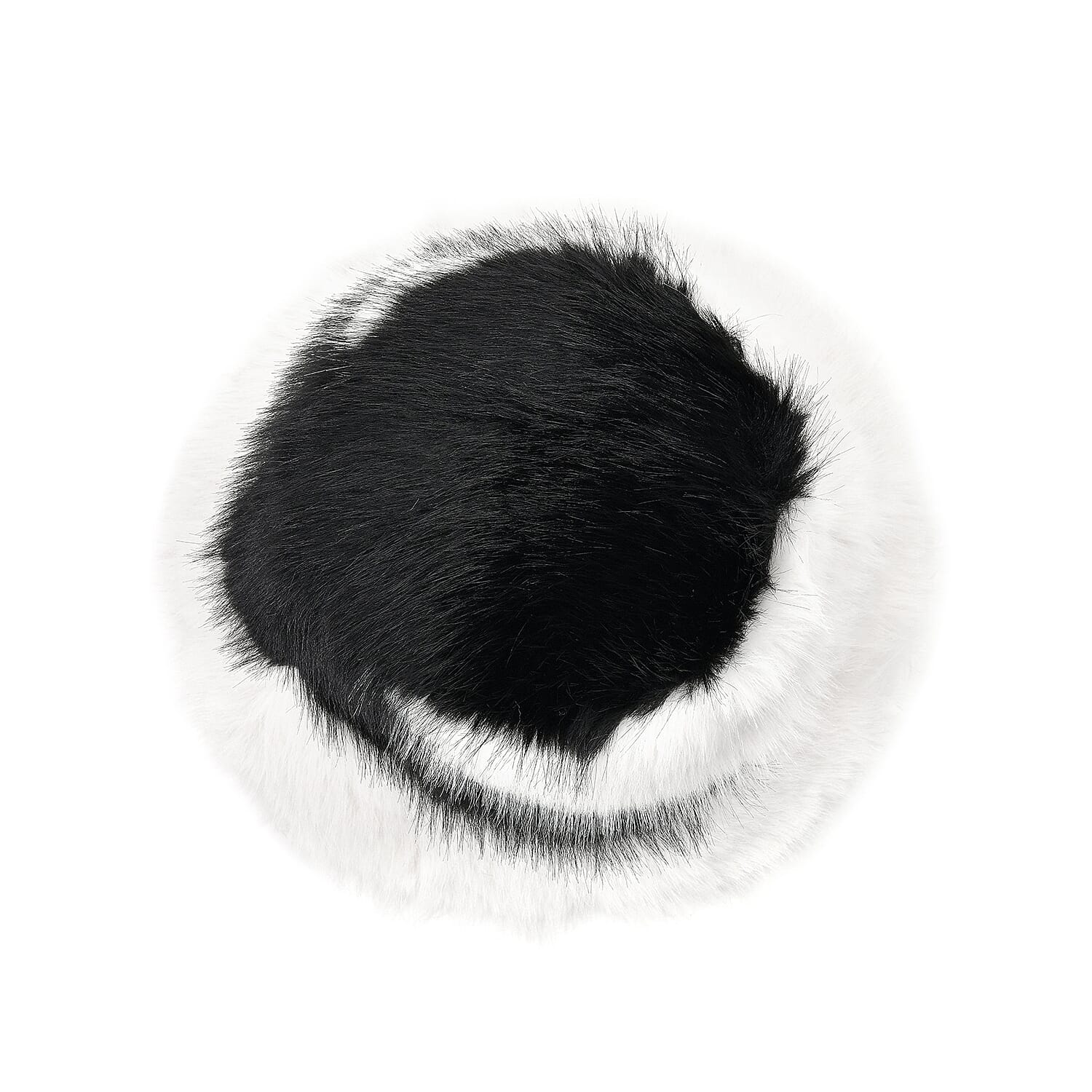 Black Knitted Faux Fur Warm and Comfortable Bucket Hat (56-59 cm Head Circumference)