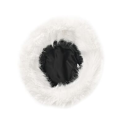 Black Knitted Faux Fur Warm and Comfortable Bucket Hat (56-59 cm Head Circumference)