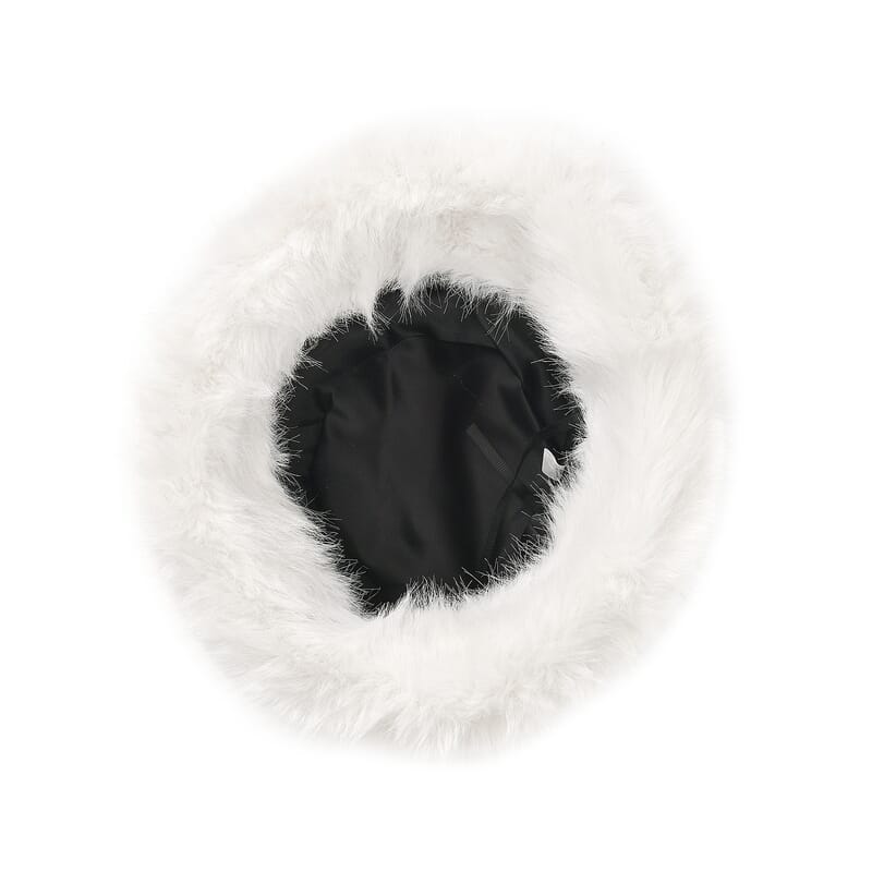 Black Knitted Faux Fur Warm and Comfortable Bucket Hat (56-59 cm Head Circumference)