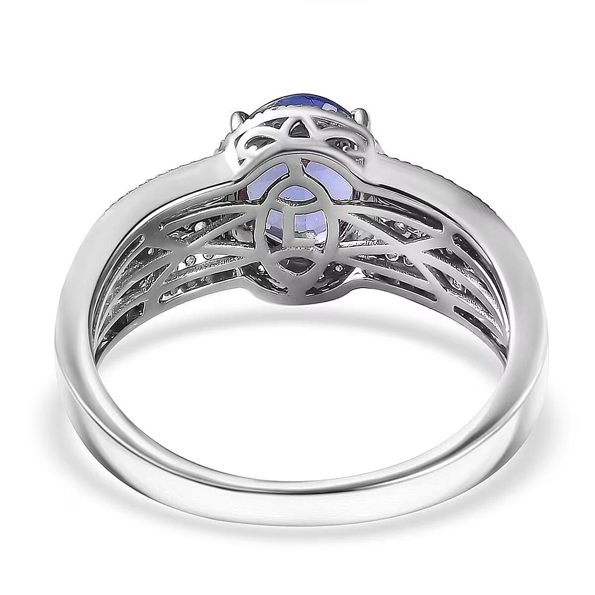 Luxoro 14K White Gold Premium Tanzanite and G-H I2 Diamond 2.20 ctw Cocktail Ring (Size 9.5) image number 7