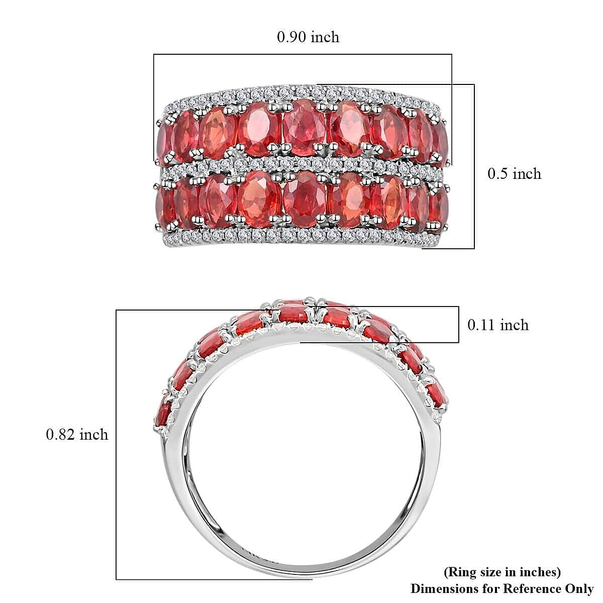 Modani 14K White Gold Orange Sapphire and I1 Diamond Ring (Size 5.5) 4.90 Grams 3.75 ctw