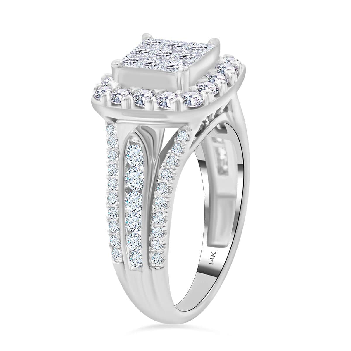 NY Closeout 14K White Gold SI - I1 Diamond Ring (Size 6.0) 6.25 Grams 1.50 ctw image number 3