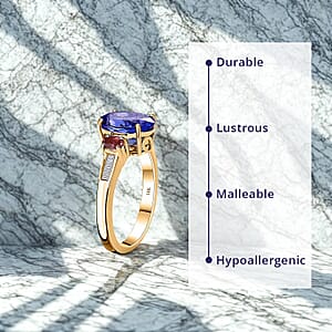 Luxoro 14K Yellow Gold AAA Tanzanite and Ouro Fino Rubellite, G-H I2 Diamond Ring (Size 9.5) 3.75 ctw