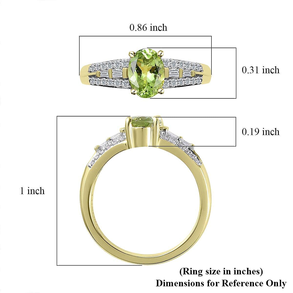 Luxoro 14K Green Gold AAA Natural Calabar Green Tourmaline and G-H I2 Diamond Ring (Size 8.5) 4.50 Grams 1.15 ctw