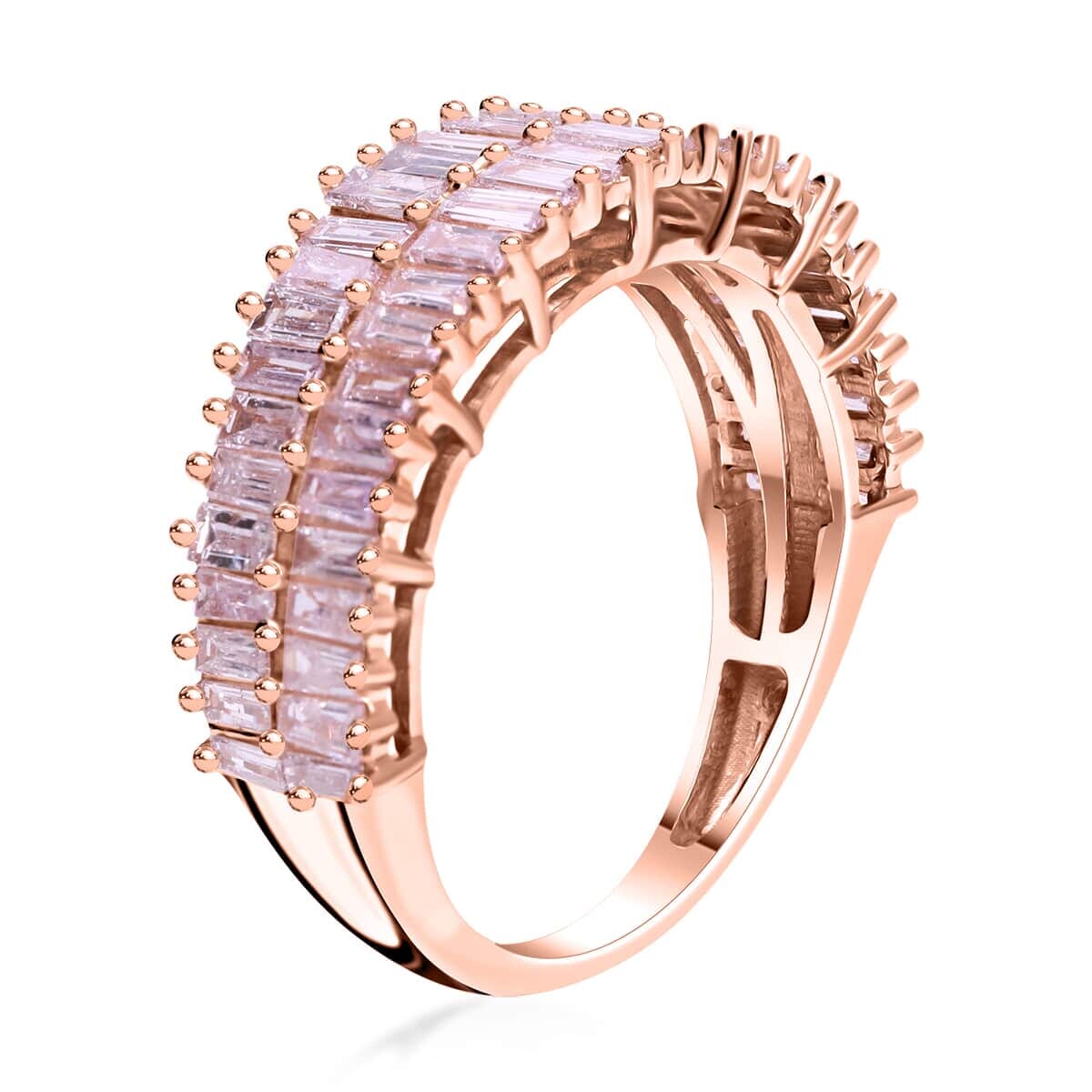 10K Rose Gold Natural Pink Diamond I3 Ring (Size 9.5) 1.10 ctw image number 2