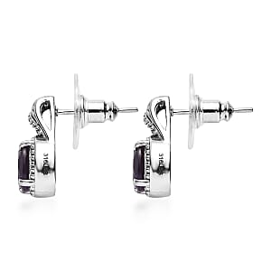 African Amethyst 2.25 ctw Solitaire Stud Earrings in Stainless Steel