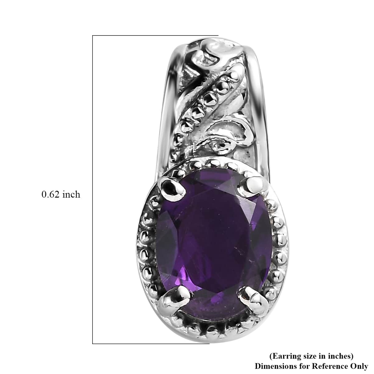 African Amethyst 2.25 ctw Solitaire Stud Earrings in Stainless Steel image number 5