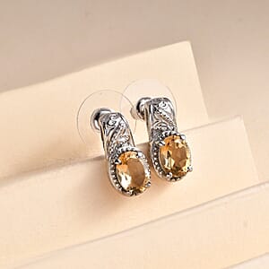Brazilian Citrine 2.30 ctw Solitaire Stud Earrings in Stainless Steel