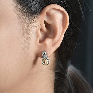 Brazilian Citrine 2.30 ctw Solitaire Stud Earrings in Stainless Steel