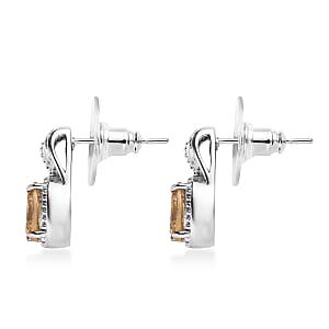 Brazilian Citrine 2.30 ctw Solitaire Stud Earrings in Stainless Steel