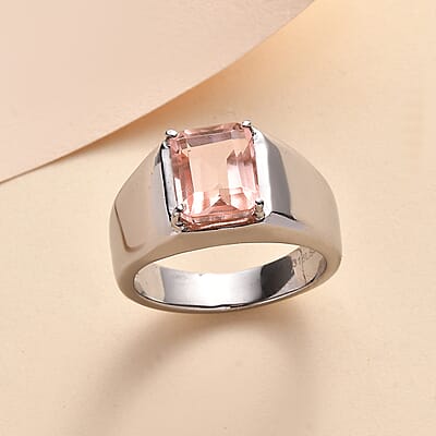 Morganique Quartz (Triplet) 3.70 ctw Men's Ring in Stainless Steel (Size 10.0)