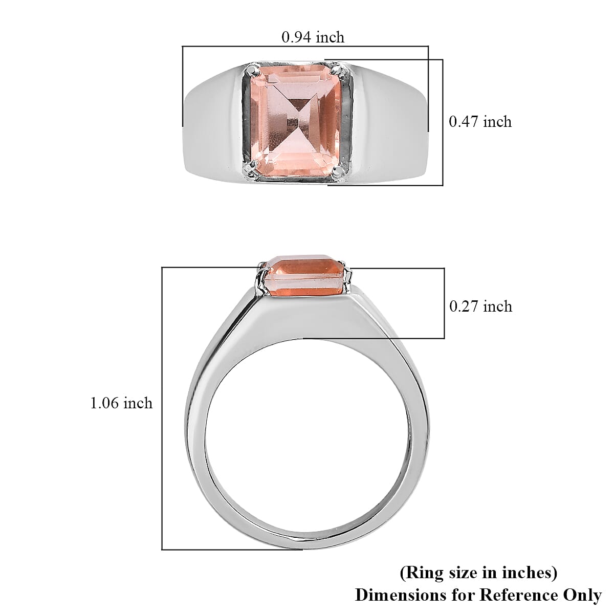 Morganique Quartz (Triplet) 3.70 ctw Men's Ring in Stainless Steel (Size 10.0)