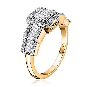 Luxoro 14K Yellow Gold G-H I3 White Diamond Ring (Size 7.5) 1.00 ctw