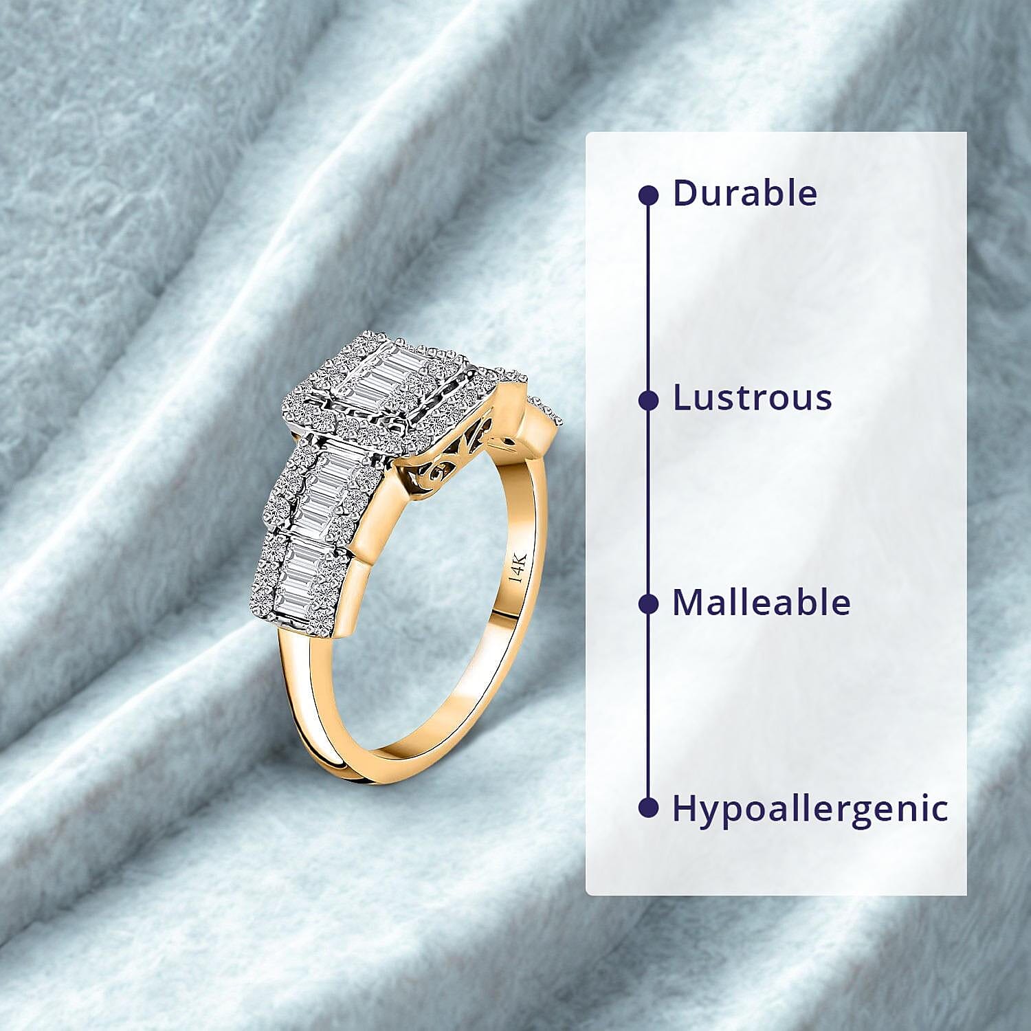 Luxoro 14K Yellow Gold G-H I3 White Diamond Ring (Size 10.5) 1.00 ctw