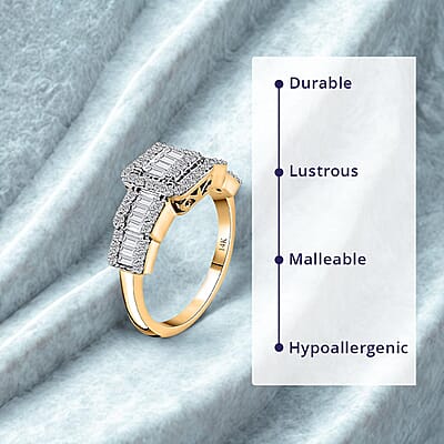 Luxoro 14K Yellow Gold G-H I3 White Diamond Ring (Size 10.5) 1.00 ctw