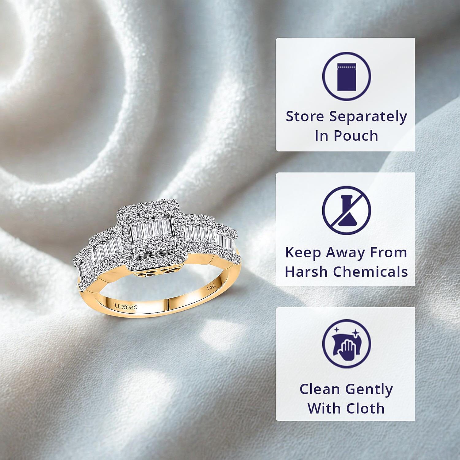 Luxoro 14K Yellow Gold G-H I3 White Diamond Ring (Size 10.5) 1.00 ctw