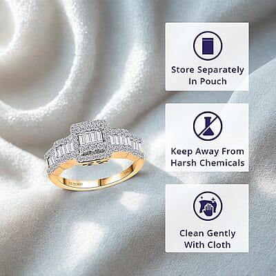 Luxoro 14K Yellow Gold G-H I3 White Diamond Ring (Size 10.5) 1.00 ctw