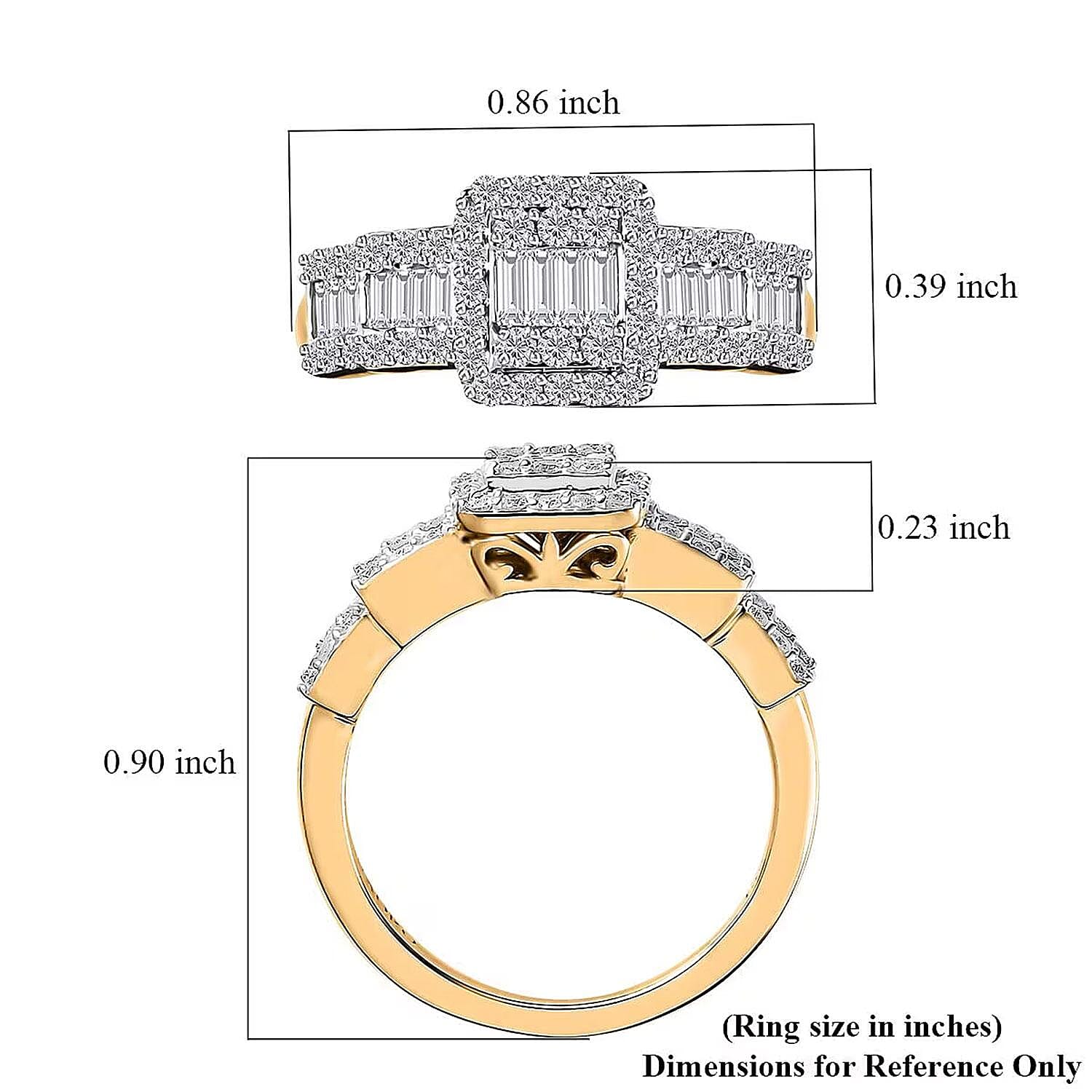 Luxoro 14K Yellow Gold G-H I3 White Diamond Ring (Size 10.5) 1.00 ctw